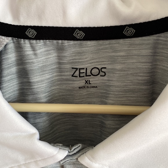 Mens Zelos wet dry polo size extra large heather gray and white color NWOT - Picture 2 of 3